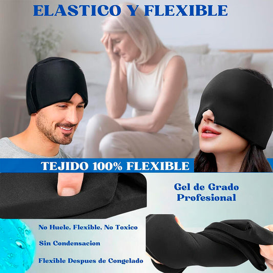 Gorro de gel para alivio de dolor de cabeza y migraña